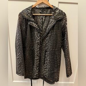 Aqua Cheetah Print Poly Rain Jacket